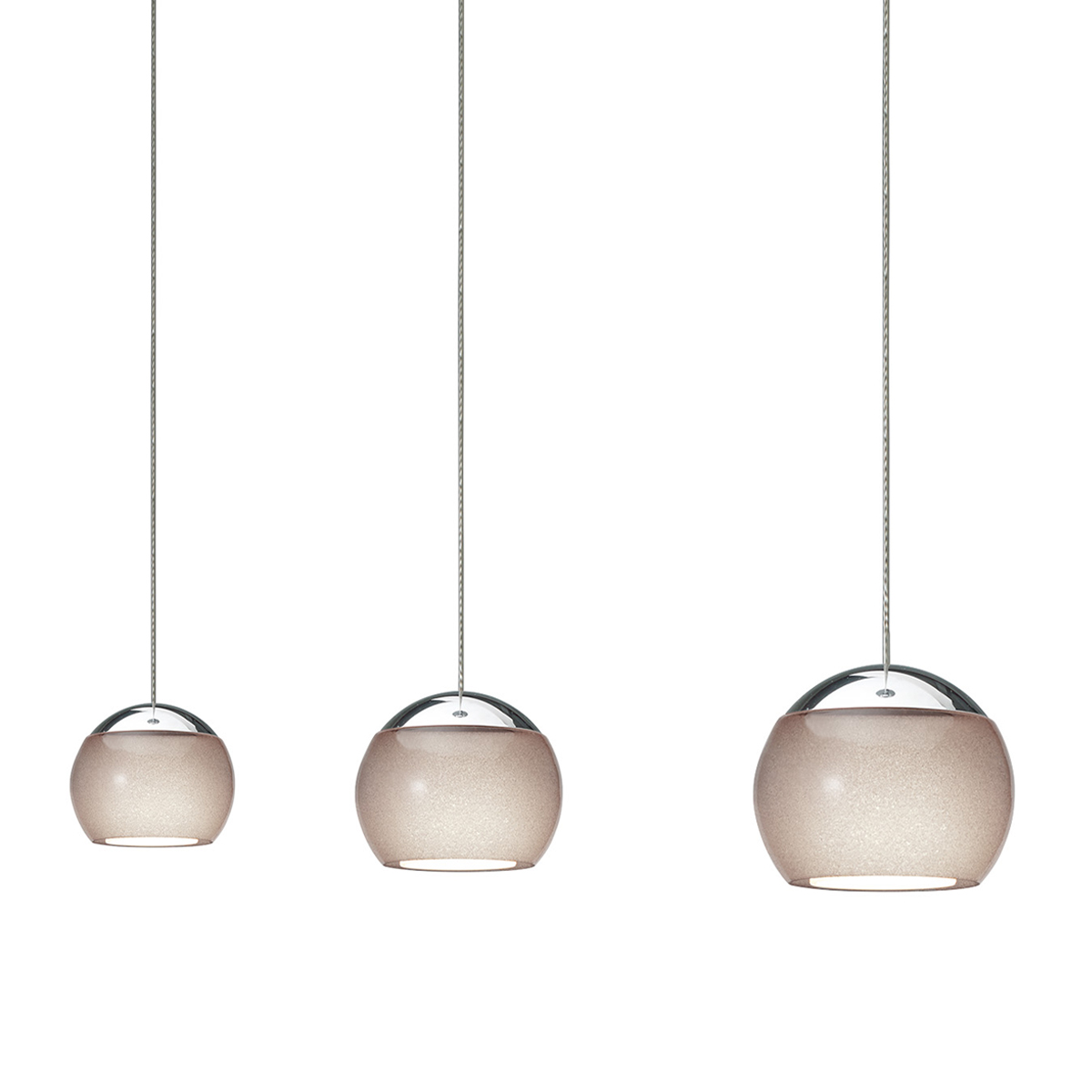 Oligo Balino LED Pendelleuchte, 3-flg., unsichtbare Höhenverstellung, Baldachin: weiß matt, Chrom / diamantgrau glänzend
