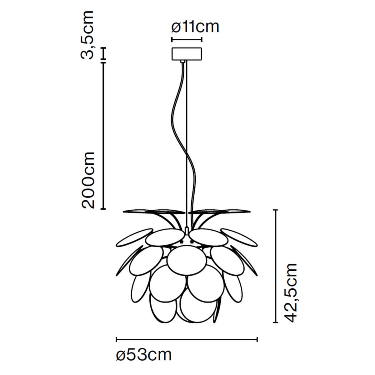 Marset Discocó 53 Pendelleuchte, Maßzeichnung