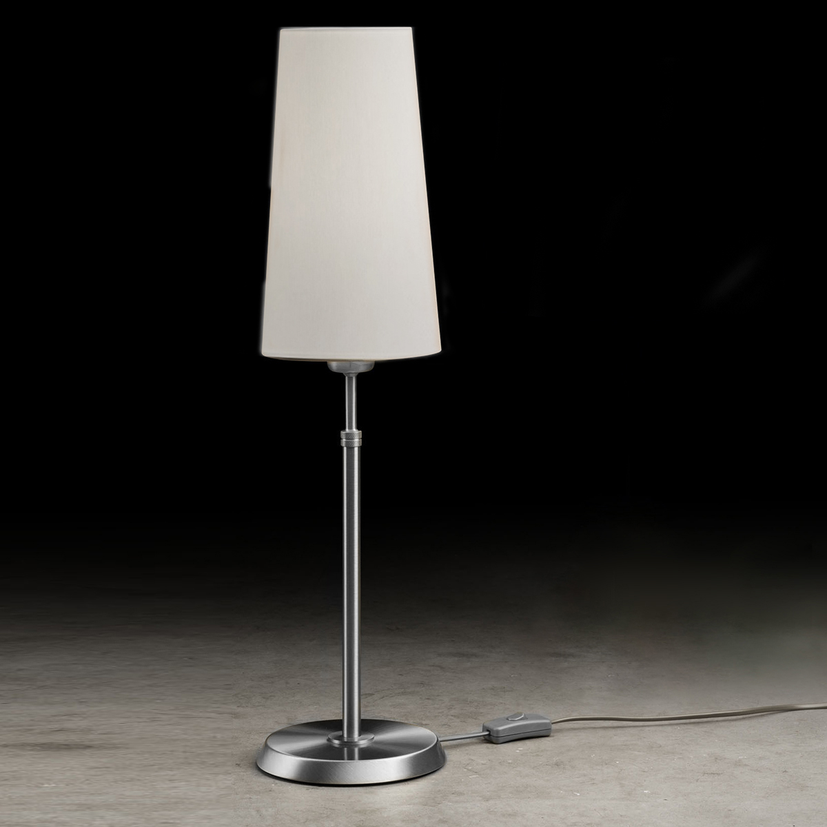 Holtkötter 6263 Tischleuchte, schmal, Nickel matt, Chintz weiß