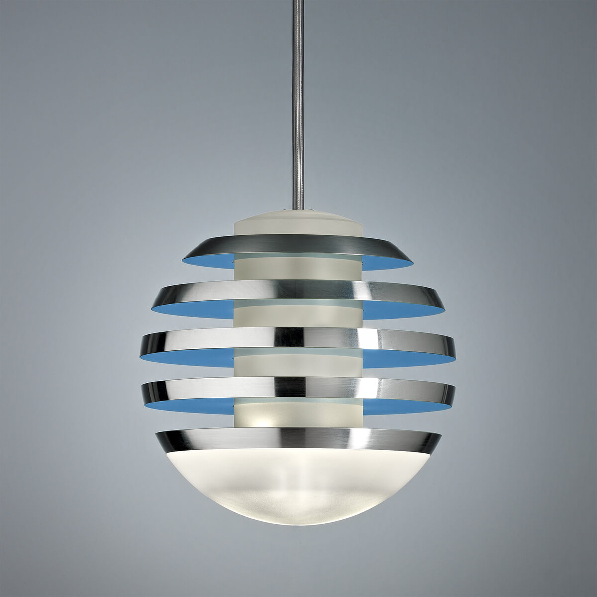 Tecnolumen Bulo LED Pendelleuchte, Aluminium / blau