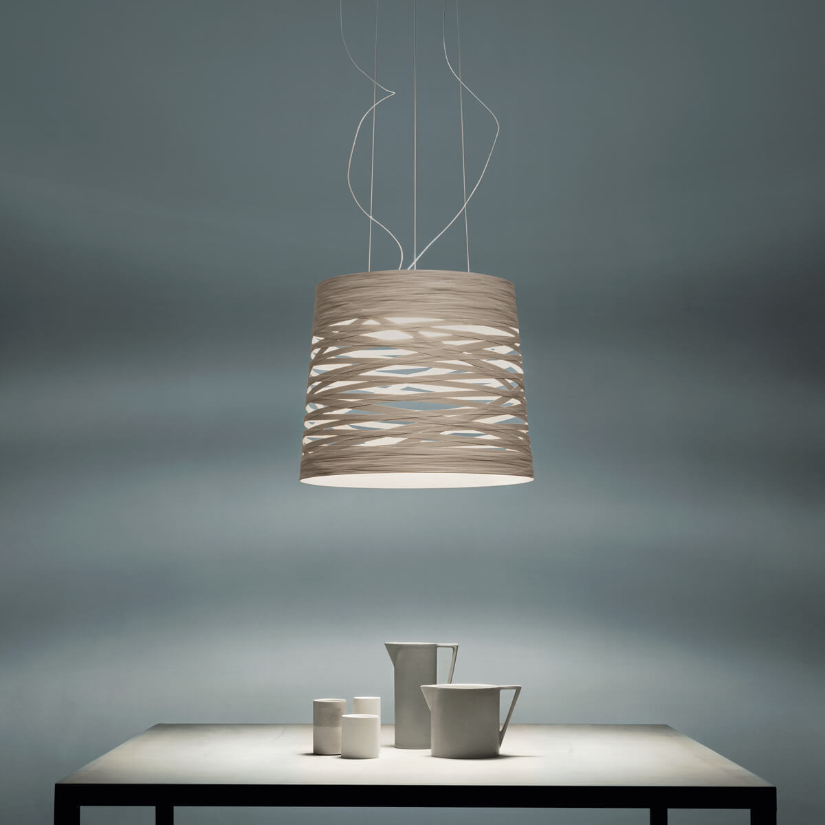 Foscarini Tress Grande LED Sospensione, greige (graubeige)
