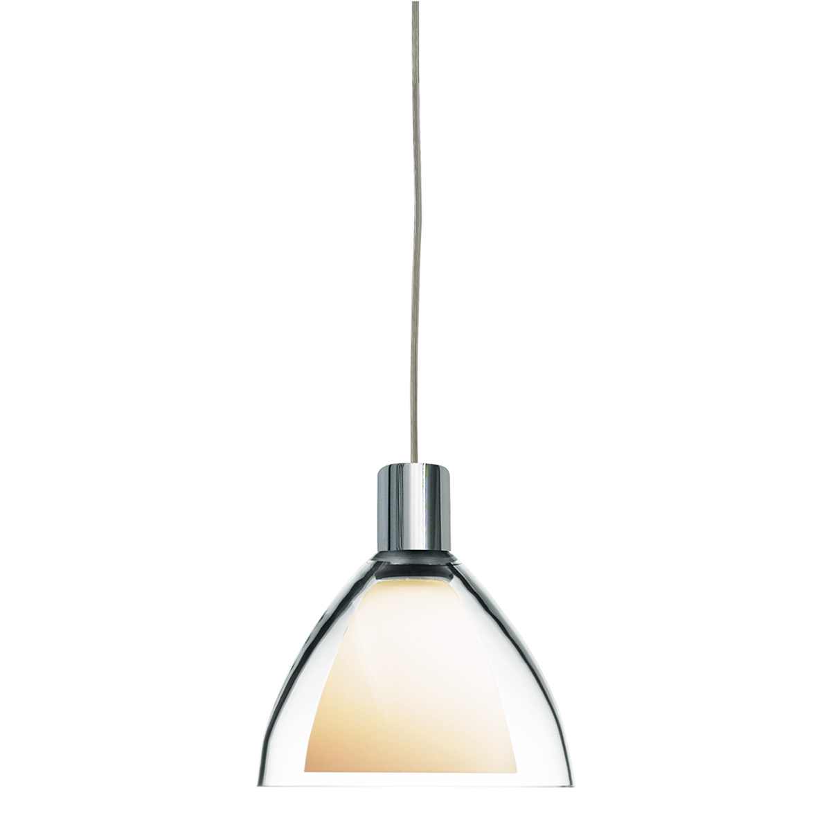 Bruck Silva Neo Down Pendelleuchte 110, Chrom, Schirm: Kristallglas - klar