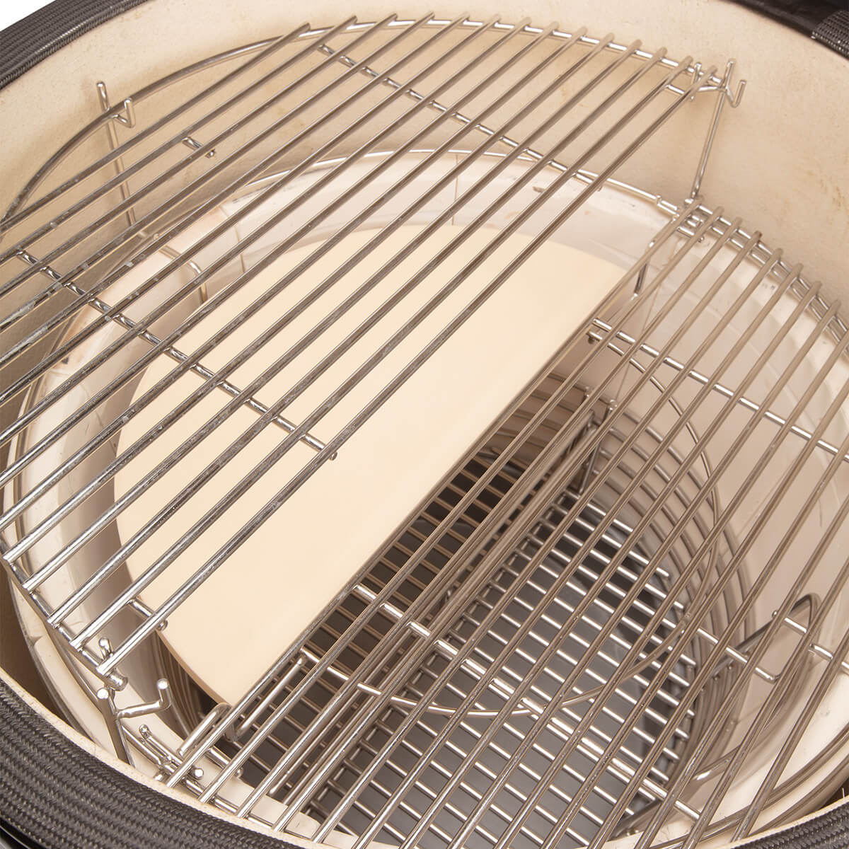 Yakiniku Kamado Grill inkl. Ständer, Seitentischen & Pro Set, 19'' Large, 49 cm Grillfläche, Halbmond-Grillrost und Hitzedeflektor inbegriffen