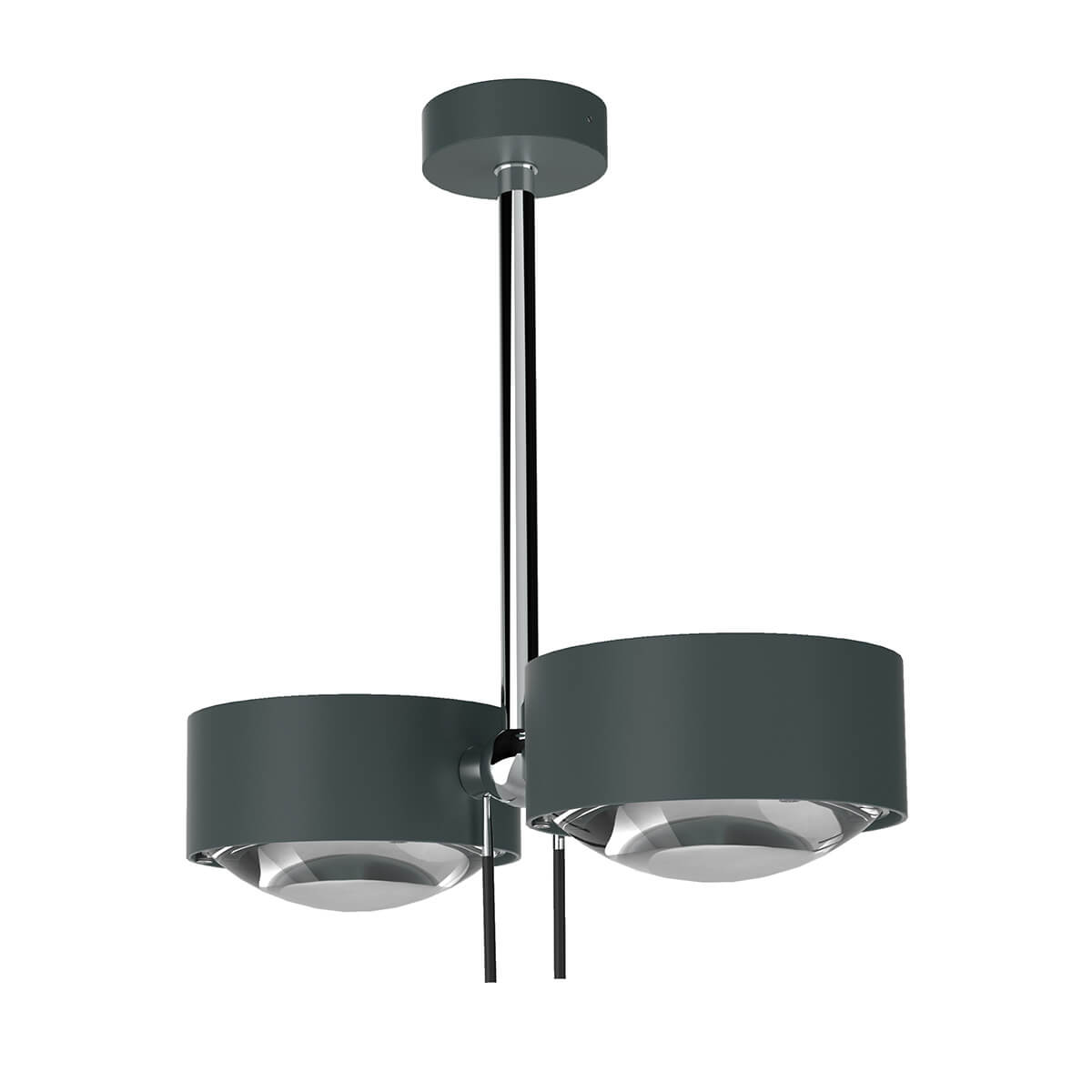 Top Light Puk Maxx Side Twin Ceiling LED Deckenleuchte, 20 cm, Gehäuse, anthrazit matt / Chrom, mit Linse klar / Glas satiniert (nicht inbegriffen)