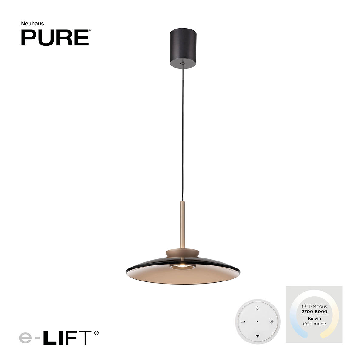 Neuhaus PURE E-Moon LED Pendelleuchte, Bronze PURE E-Moon LED Pendelleuchte mit e-LIFT und CCT