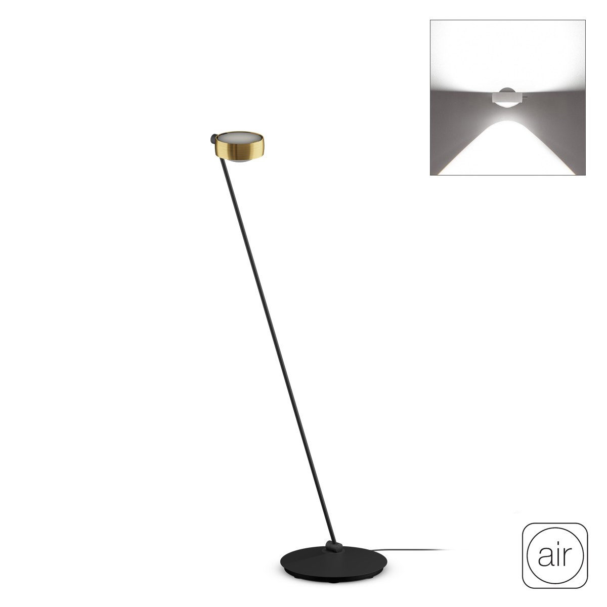 Occhio Sento E lettura "air" LED Leseleuchte, 125 cm, 2700 K, Ausrichtung: rechts vom Objekt, Bronze / schwarz matt