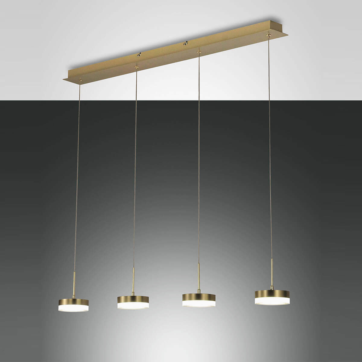 Fabas Luce Dunk LED Pendelleuchte, 4-flg., Messing satiniert