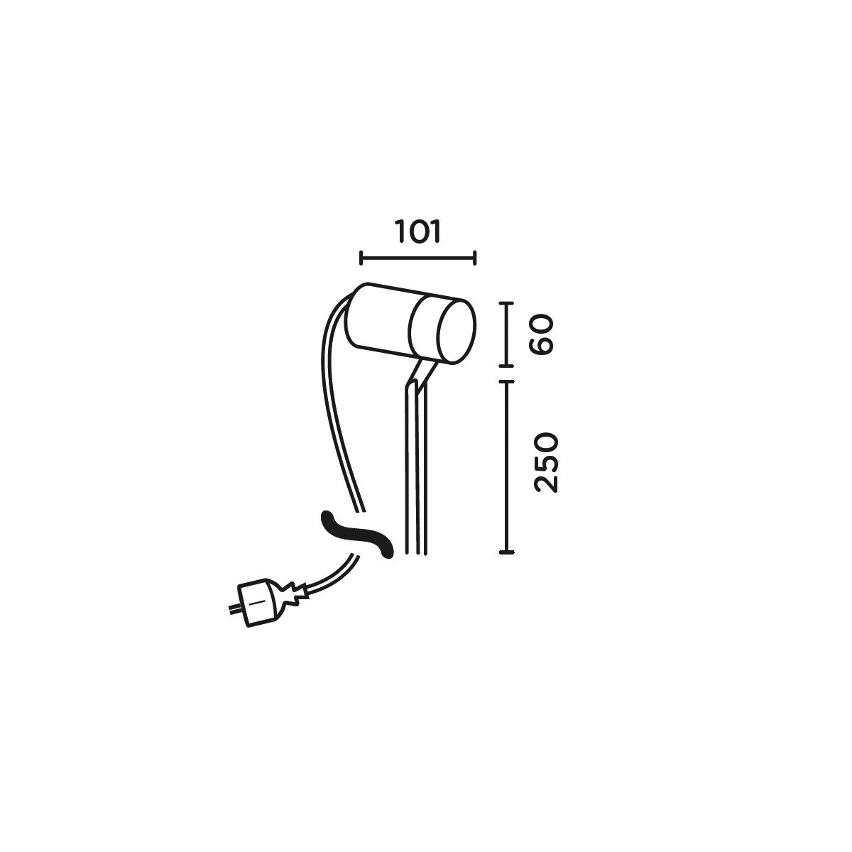 IP44.DE Piek 25 LED Spießstrahler, Maßzeichnung