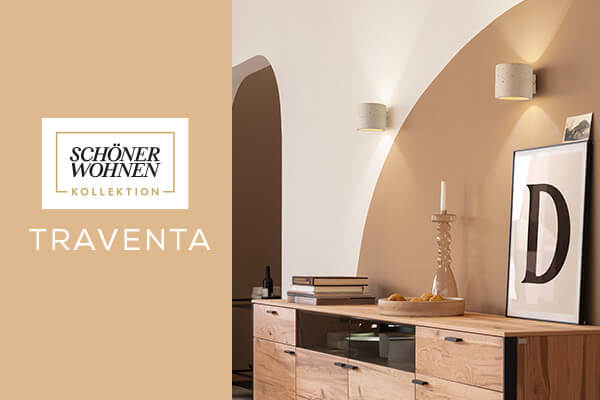 Schöner Wohnen Kollektion Traventa Wohnraumleuchten mit Tisch- und Wandleuchten im modernen Ambiente