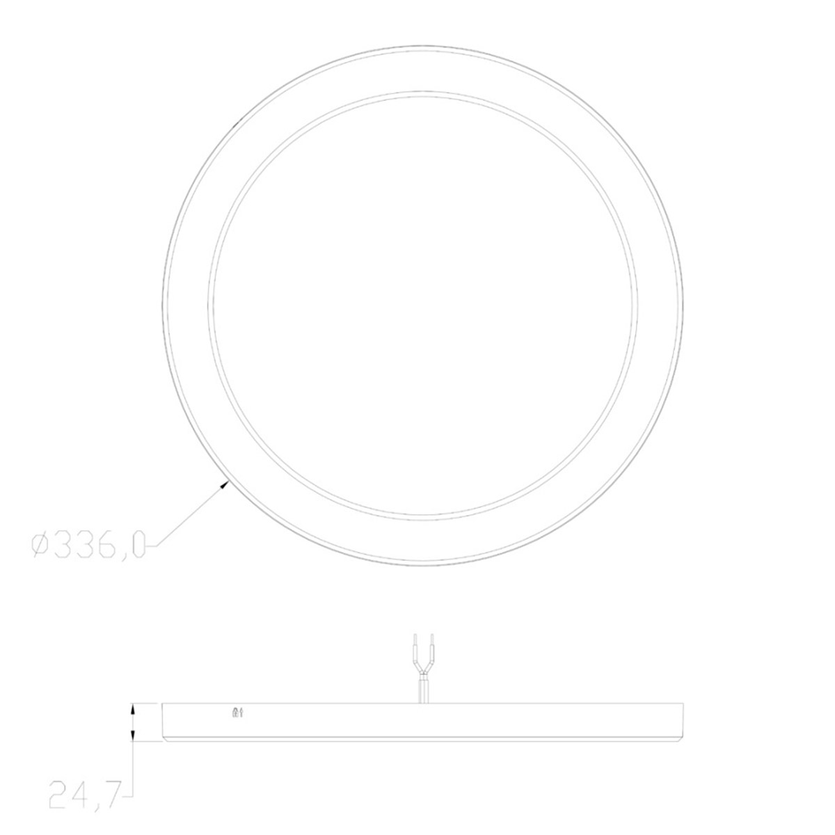 Mobilux MULTILED Panel Ø: 33 cm, Maßzeichnung