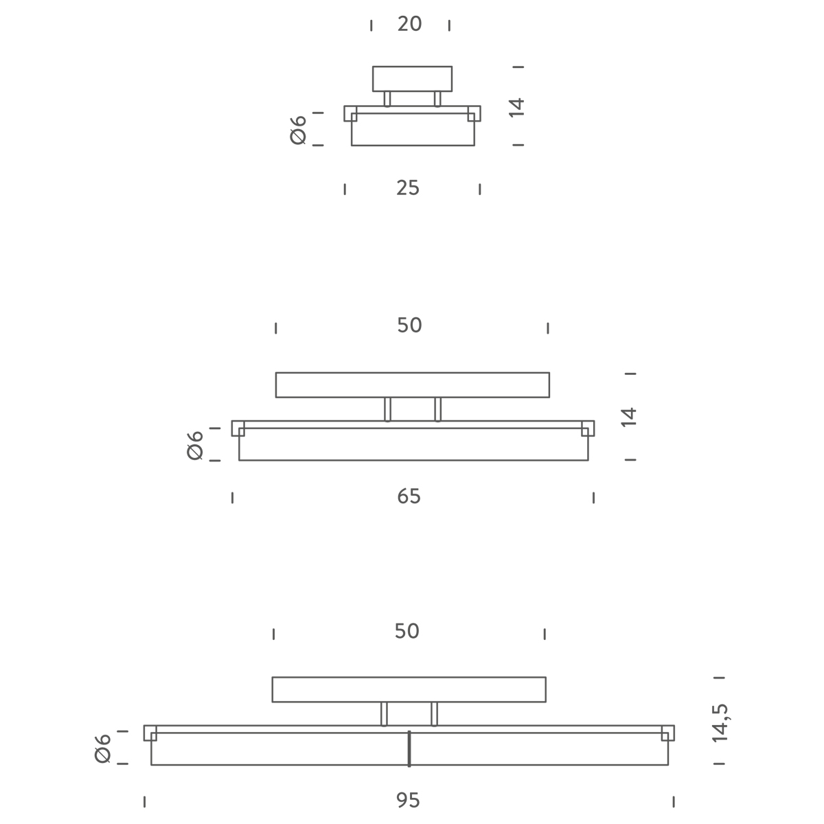 Nemo Norma Parete LED, Breite: 25 / 65 / 95 cm