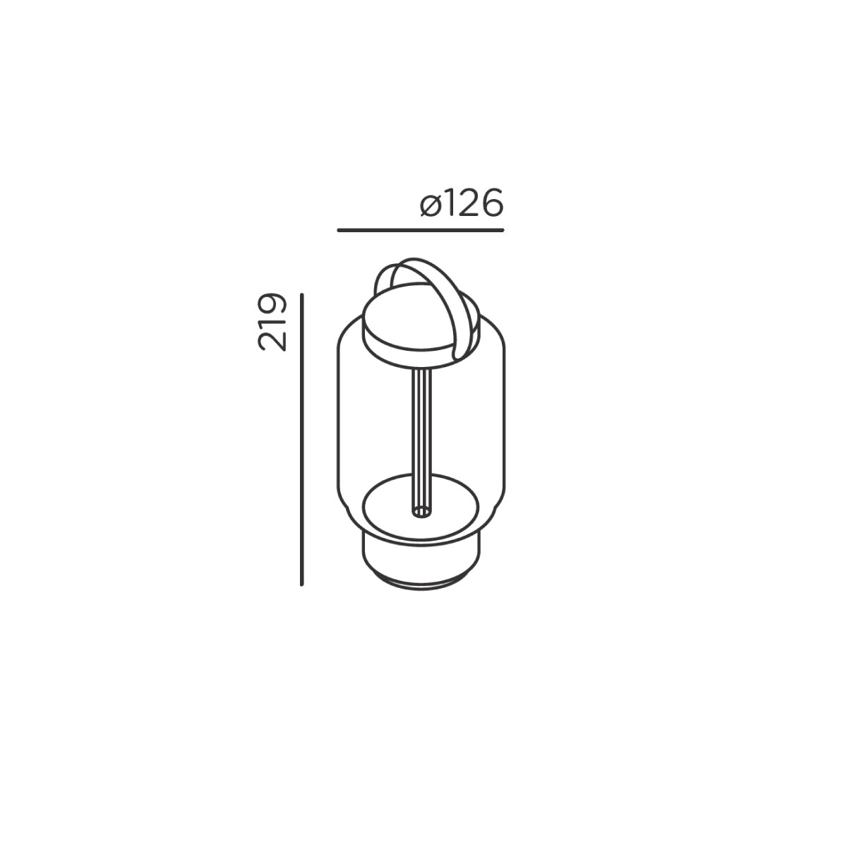 IP44.DE Qu LED Akkuleuchte, Maßzeichnung