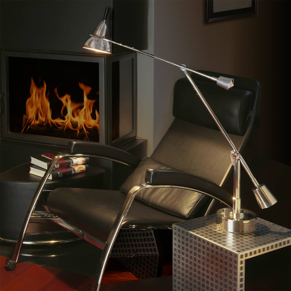 Tecnolumen EB 27 Schreibtischleuchte, Metall versilbert (90er Auflage)