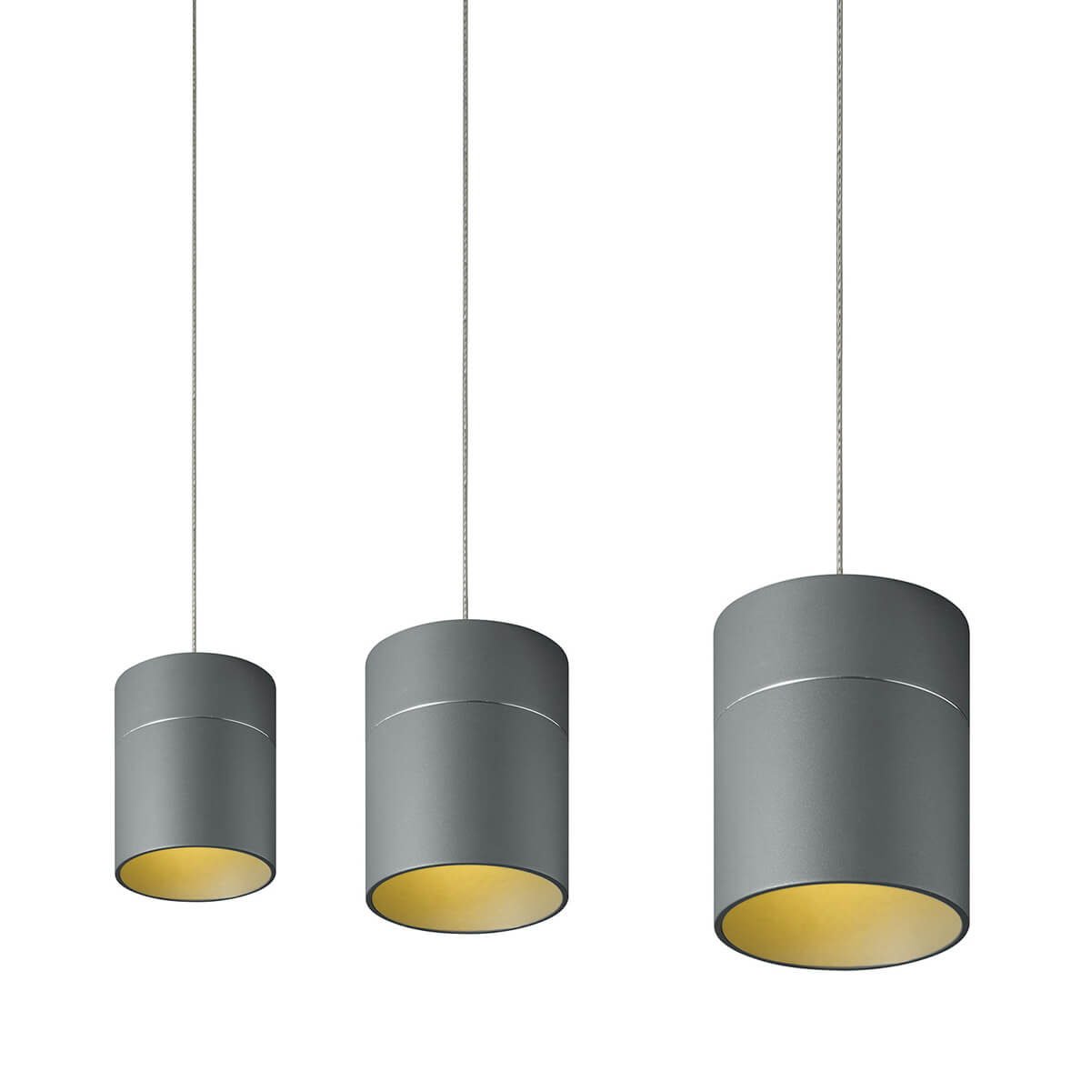 Oligo Tudor M LED Pendelleuchte, 3-flg., TW, unsichtbare Höhenverstellung, Baldachin: weiß matt, grau matt