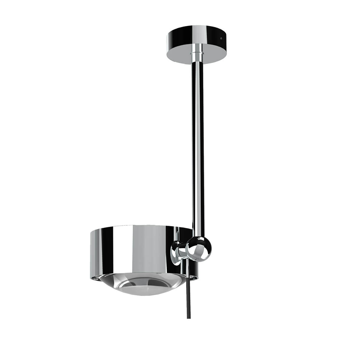 Top Light Puk Maxx Side Single Ceiling LED Deckenleuchte, 20 cm, Gehäuse, Chrom, mit Linse klar / Glas satiniert (nicht inbegriffen)