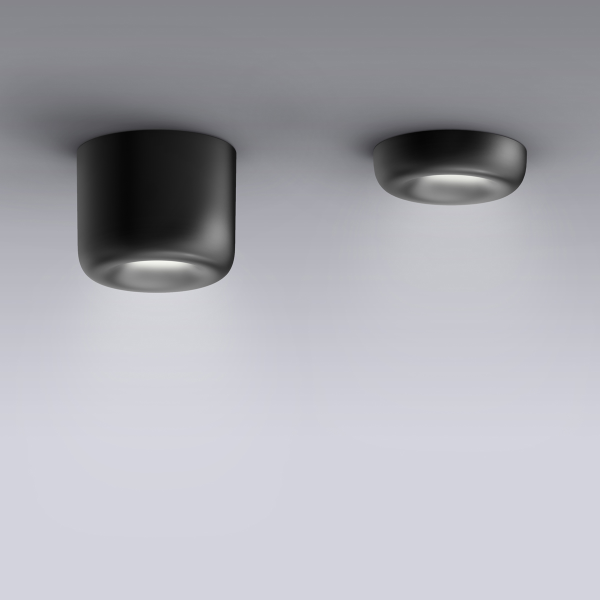 Serien.lighting Cavity Ceiling S LED Deckenleuchte und Cavity Recessed S LED Einbauleuchte, schwarz