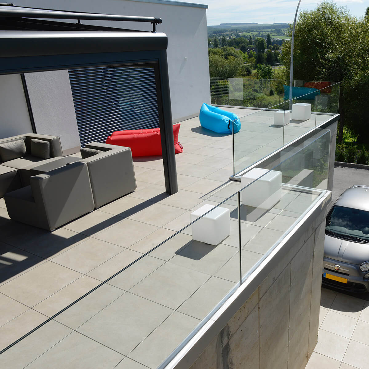 Epstein-Design Würfel LED Außenleuchten, weiß