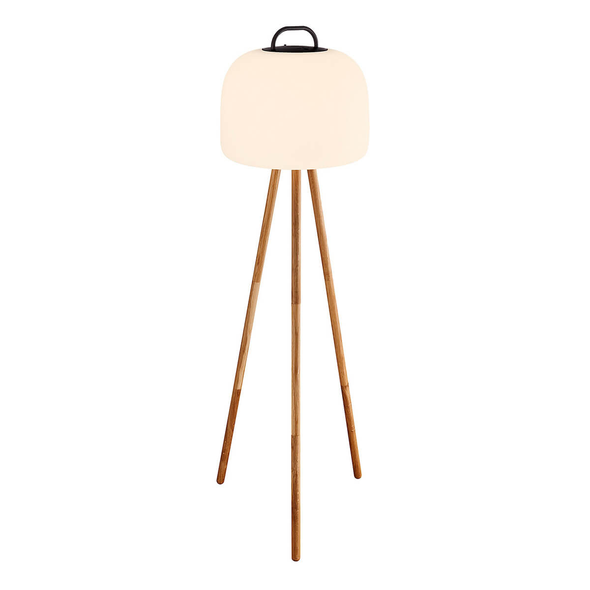 Nordlux Kettle To-Go 36 Akkutisch- / Pendelleuchte, schwarz, mit Kettle To-Go Tripod 110 Dreibein, Holz natur (nicht inbegriffen)