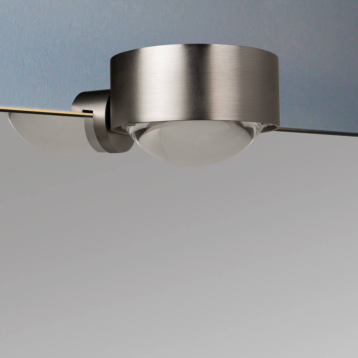 Top Light Puk Mini Fix LED Klemmleuchte, Nickel matt, mit Glas satiniert / Linse klar