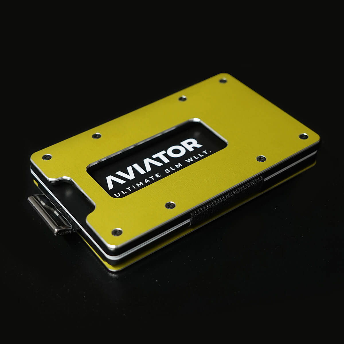 Aviator Wallet Aluminium Electric Lime Slide Slim Wallet Geldbörse, gelb eloxiert