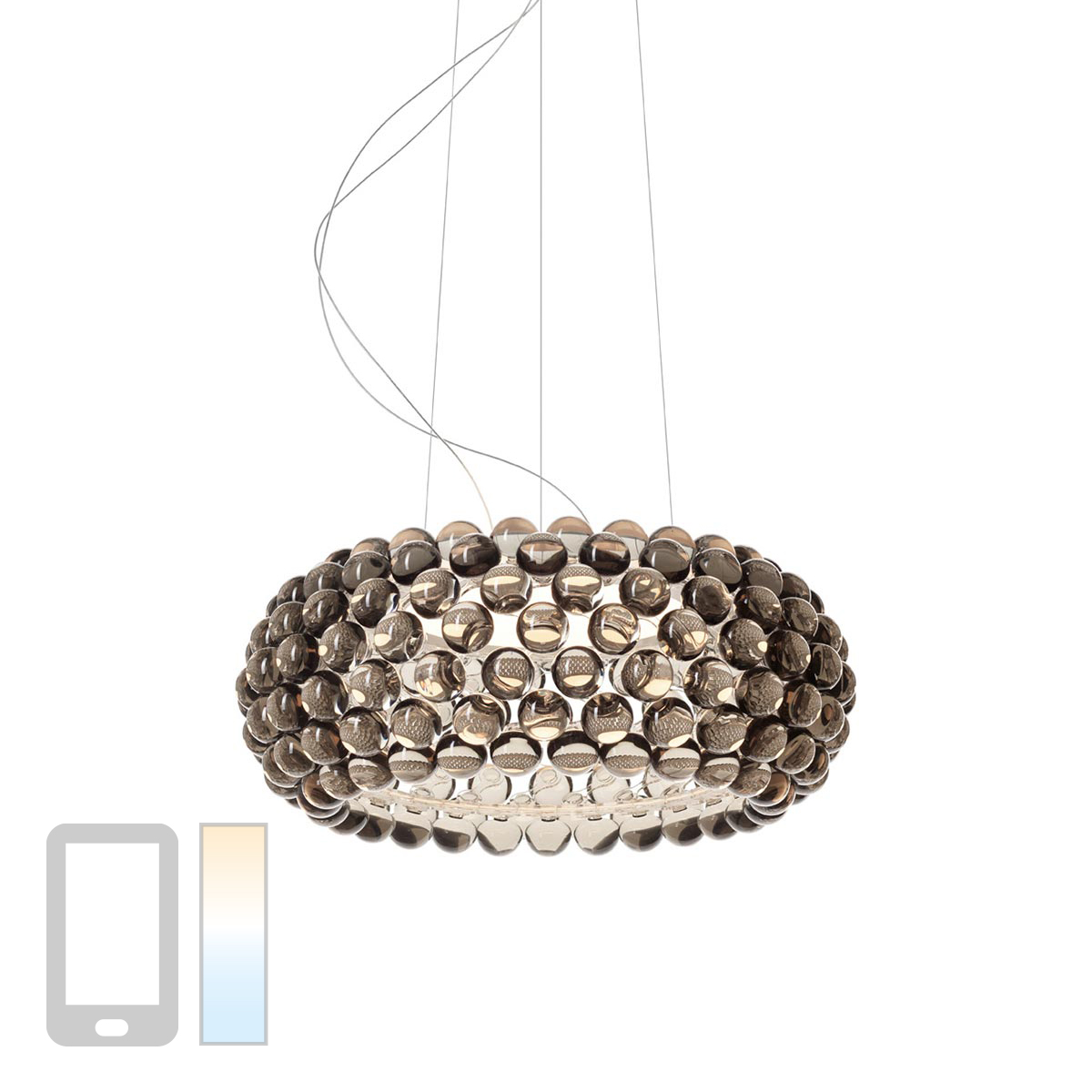 Foscarini Caboche Plus Media MyLight Tunable White LED Sospensione, grau