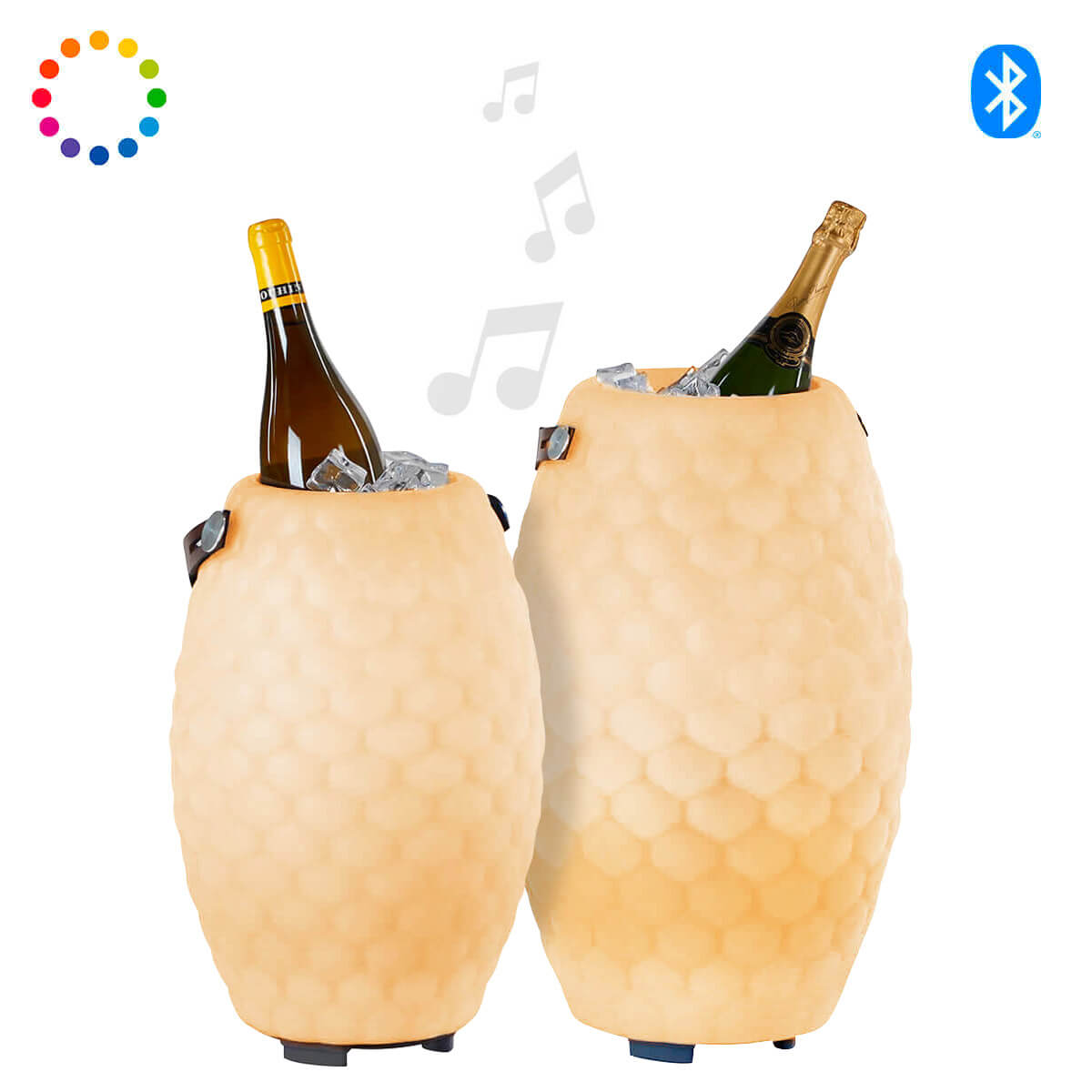 Joouls 2er Set The Joouly Ltd. LED Akkuleuchte, Bluetooth Lautsprecher & Weinkühler, small + medium (Dekoration nicht inbegriffen)