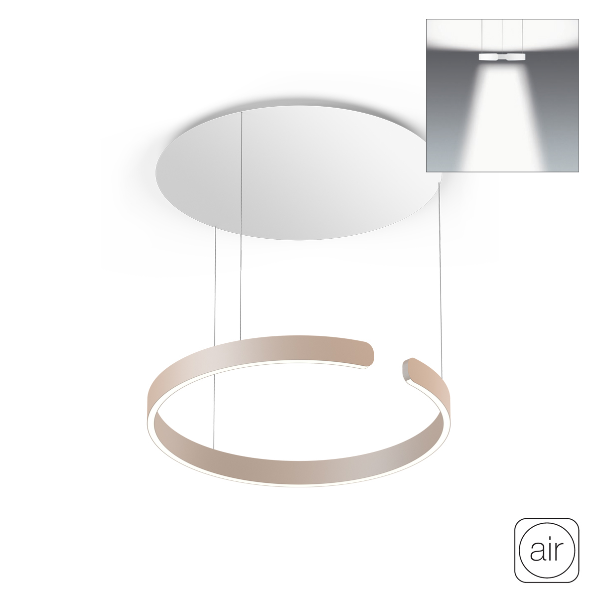 Occhio Mito sospeso 60 var up "air" narrow LED Pendelleuchte, variabel, gold matt