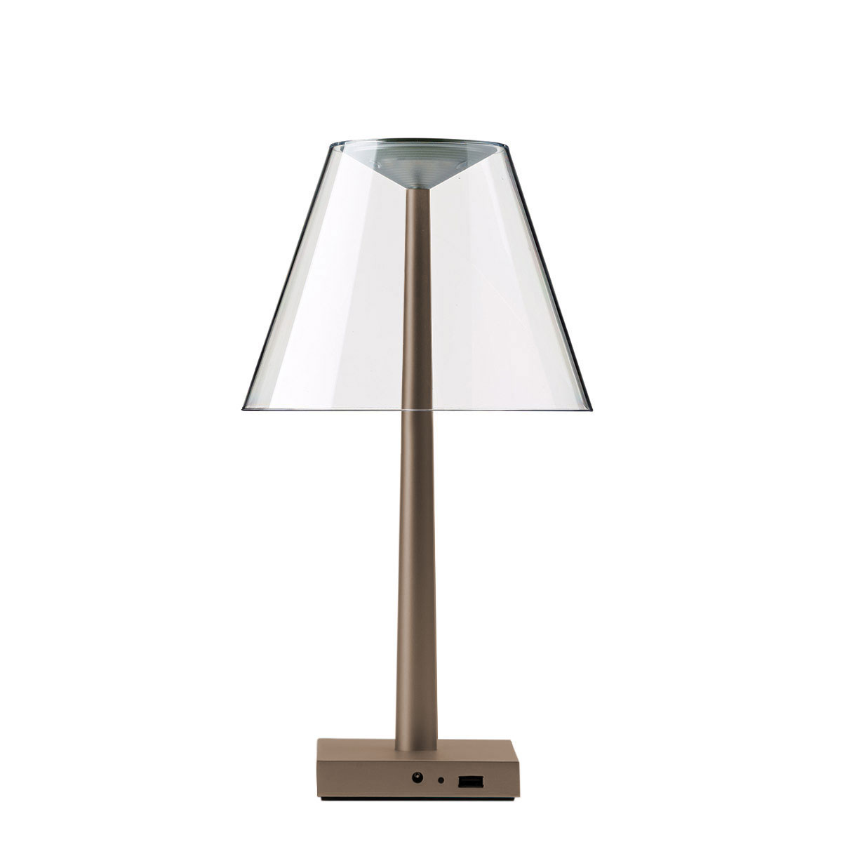 Rotaliana Dina LED Akkuleuchte, Bronze mit transparentem Schirm