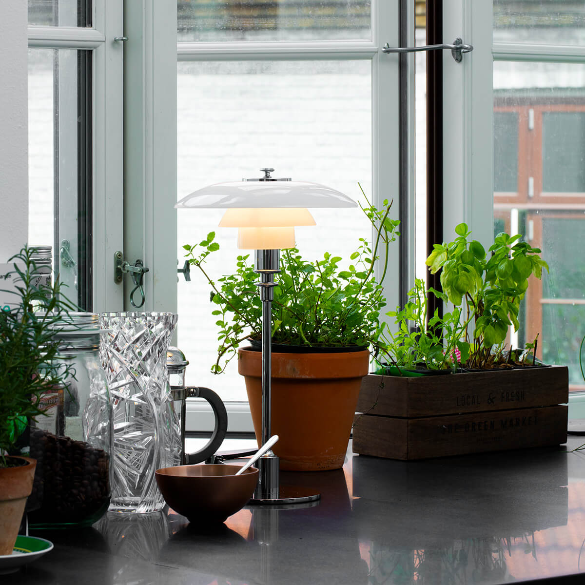 Louis Poulsen PH 2/1 Tischleuchte, hochglanzverchromt