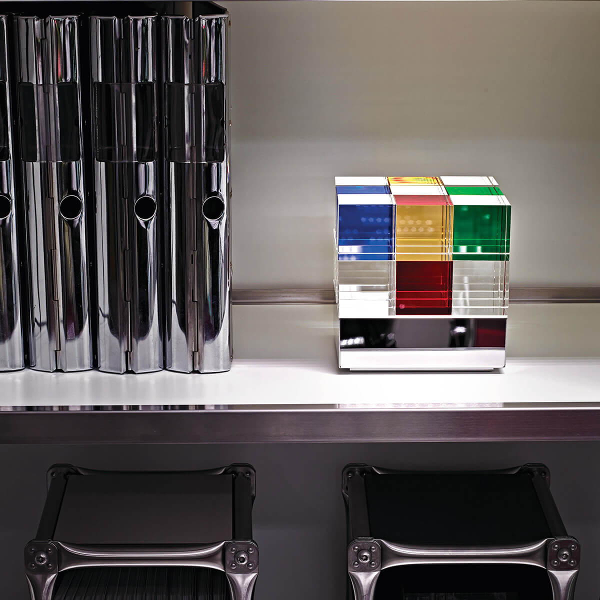 Tecnolumen Cubelight LED Tischleuchte, Echtglas bunt