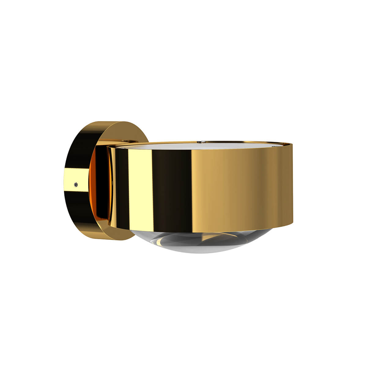 Top Light Puk Maxx Wall LED Wandleuchte, Gehäuse, 24 Karat vergoldet, mit Linse klar / Glas satiniert (nicht inbegriffen)