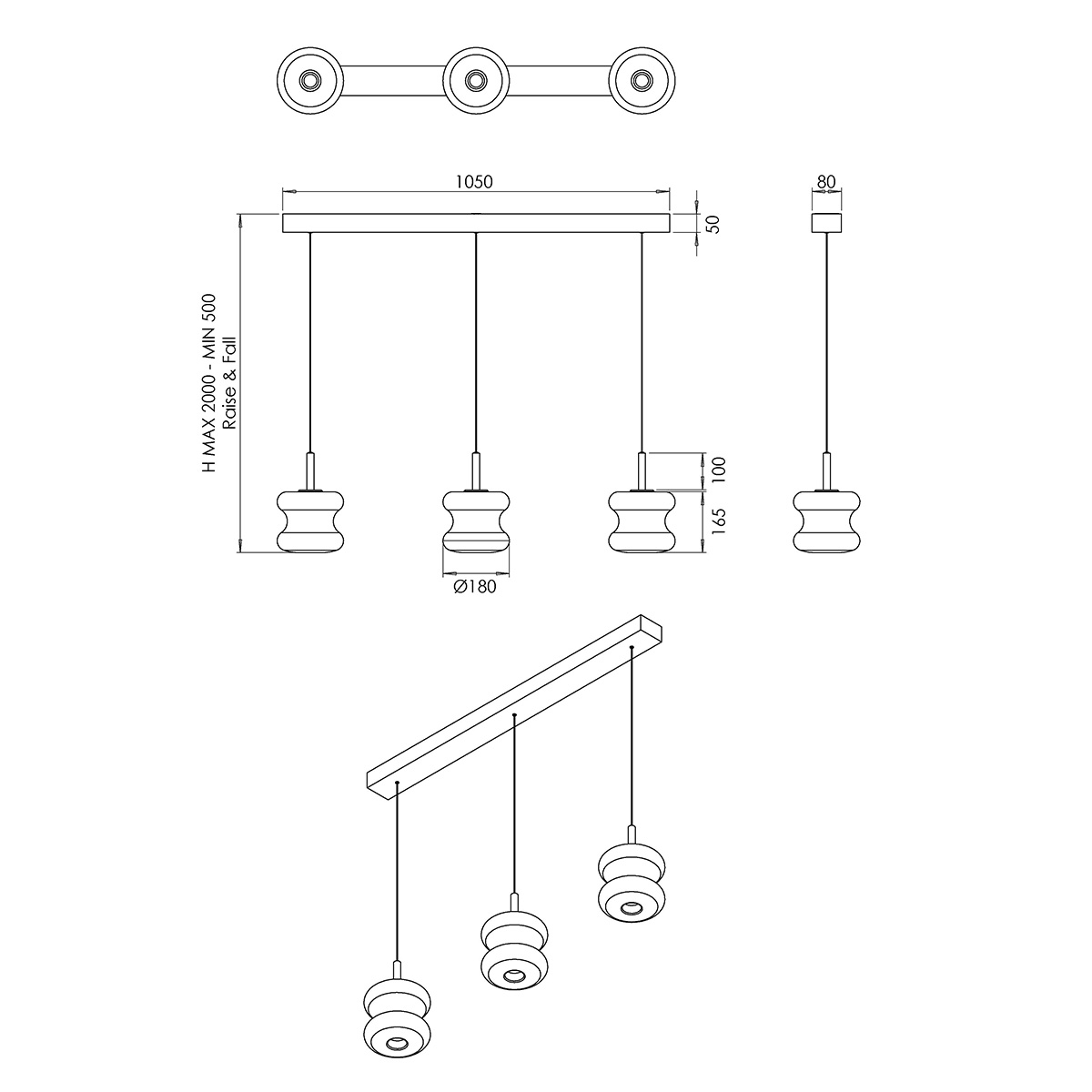 Frua LED Pendelleuchte, 3-flg.