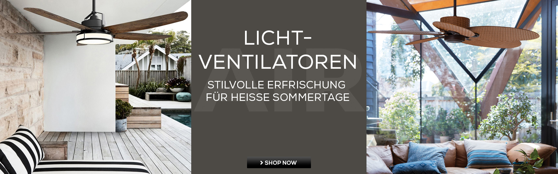 Decken-Ventilatoren mit Licht für drinnen & draußen: moderne Kombination aus Luft-Erfrischung und Beleuchtung für Terrasse, Wohnzimmer & Schlafzimmer