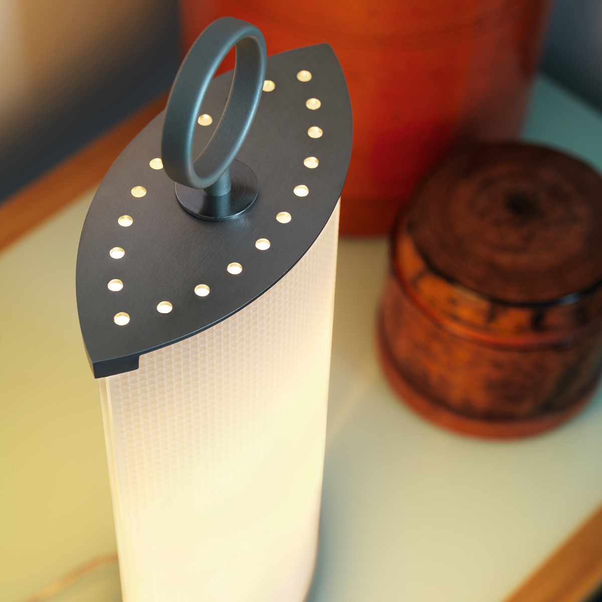 Fontana Arte Pirellina Tischleuchte, Nickel, Schirme: Pressglas