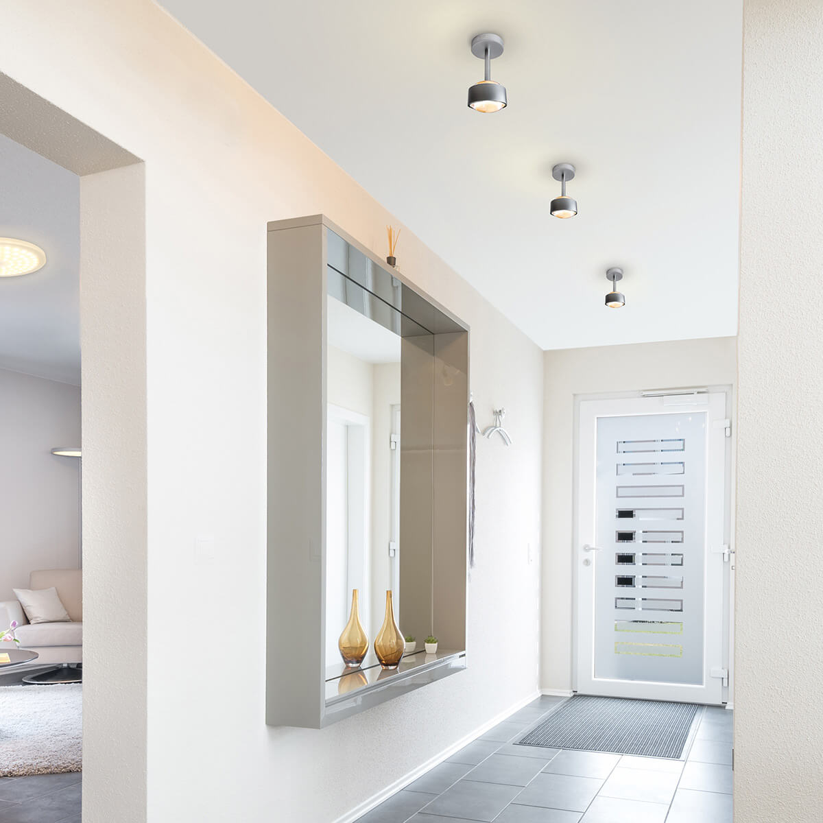 Top Light Puk Mini Eye Ceiling LED Deckenleuchte, Chrom matt, mit Linse klar