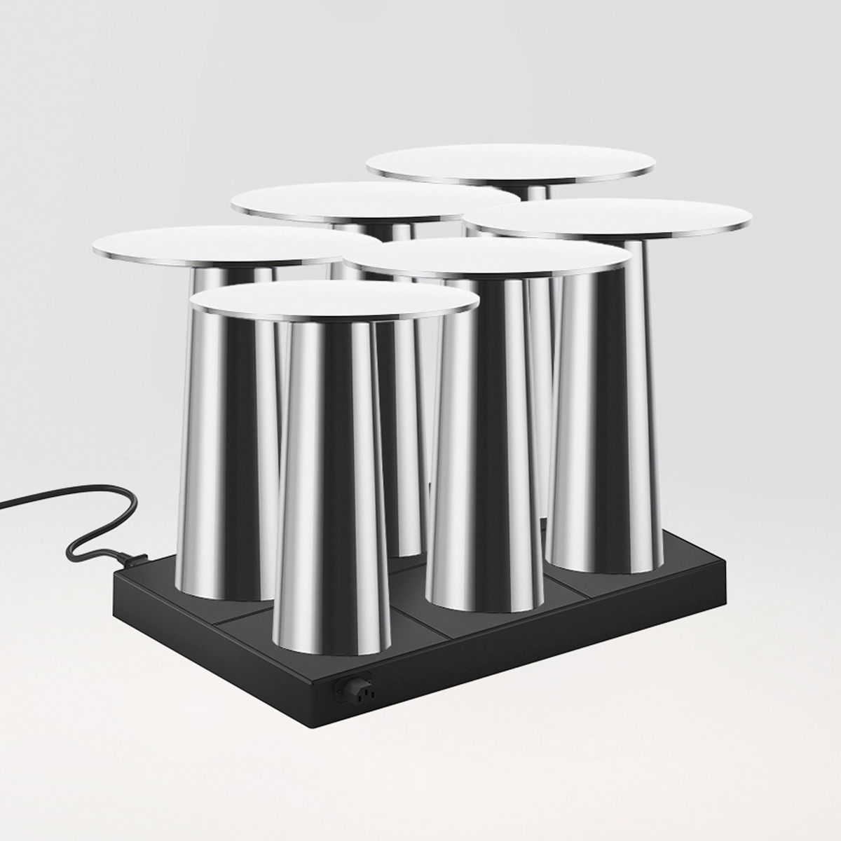 IP44.DE 6er Set Lix Mini LED Akkuleuchte inkl. Multi-Kontaktladestation, chrome (Chrom)