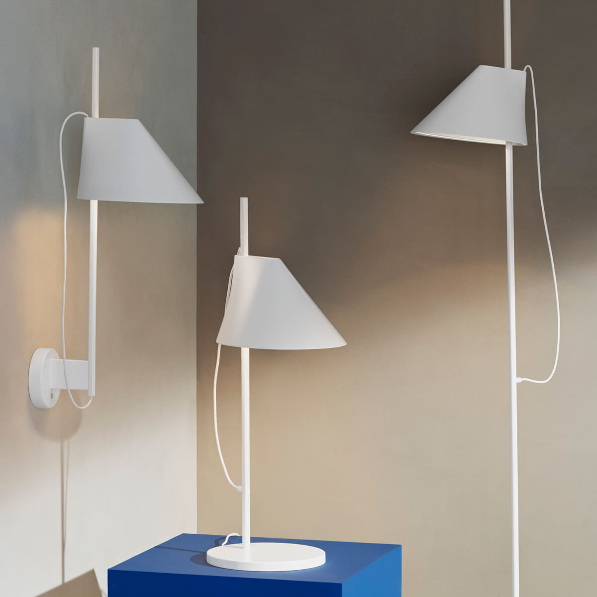 Louis Poulsen Yuh LED Tischleuchte, Louis Poulsen Yuh LED Wandleuchte und Louis Poulsen Yuh LED Stehleuchte, weiß