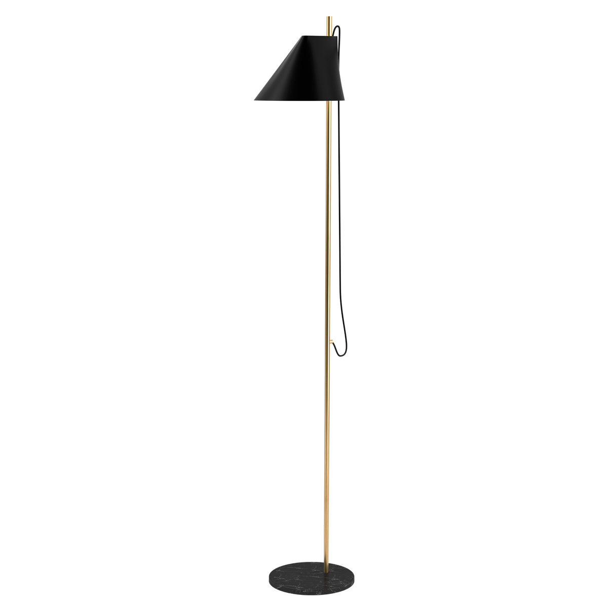 Louis Poulsen Yuh Brass LED Stehleuchte, Messing, Fuß: Marmor schwarz