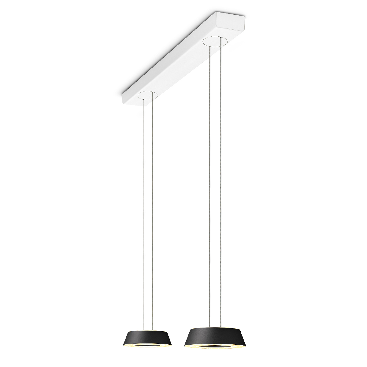 Oligo Glance LED Pendelleuchte, 2-flg., unsichtbare Höhenverstellung, schwarz matt