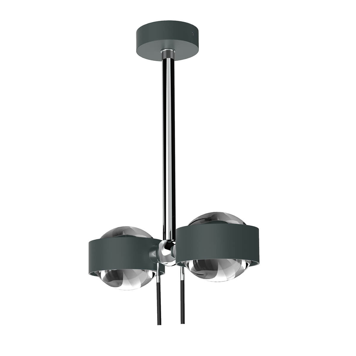 Top Light Puk Mini Side Twin Ceiling LED Deckenleuchte, 20 cm, Gehäuse, anthrazit matt / Chrom, mit Linse klar / Linse klar (nicht inbegriffen)