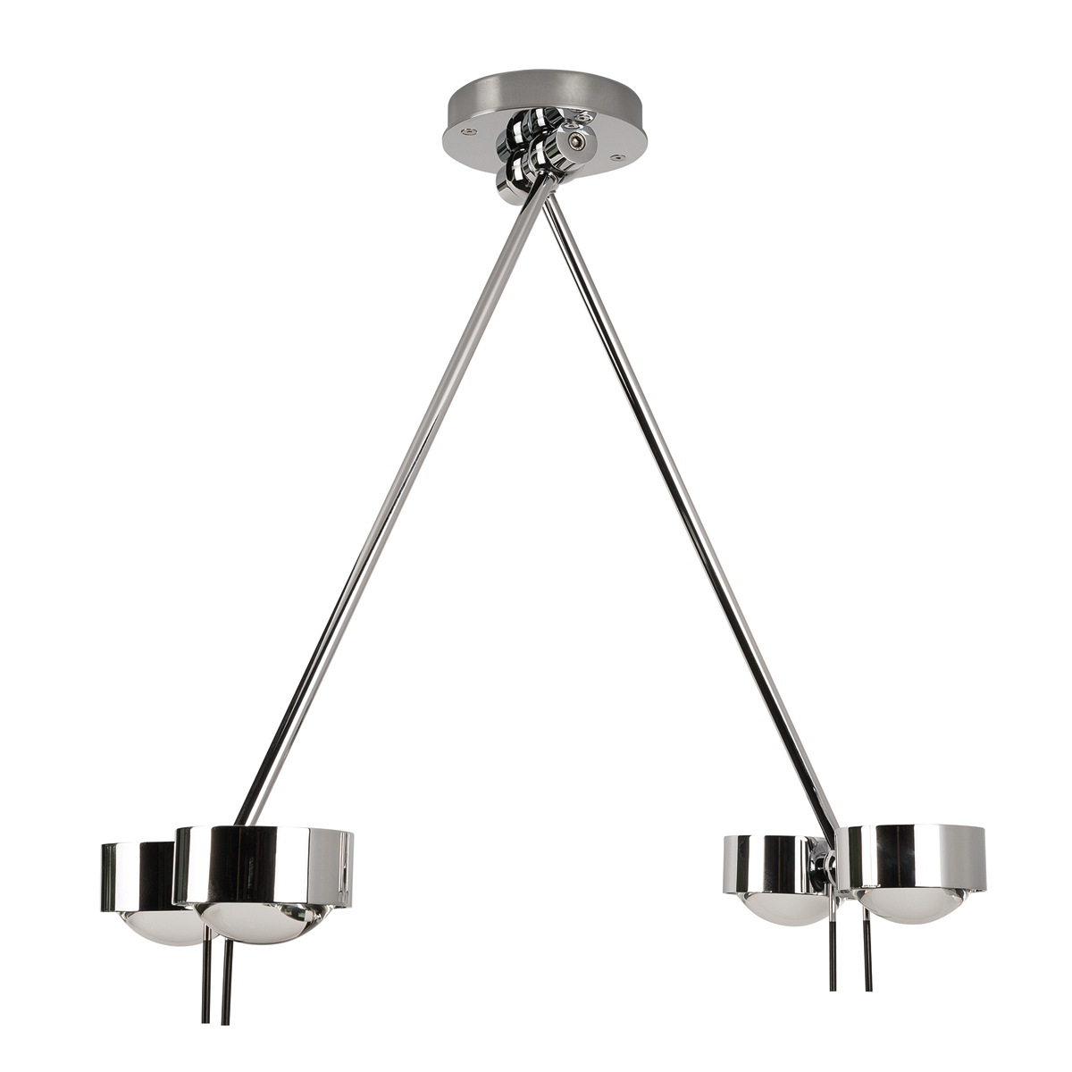 Top Light Puk Ceiling Sister Twin, 80 cm, Chrom, mit Einsätzen Glas satiniert / Linse klar