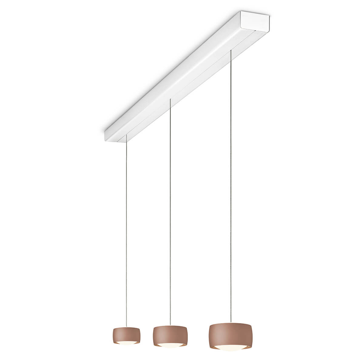 Oligo Grace LED Pendelleuchte, 3-flg., TW, unsichtbare Höhenverstellung, Baldachin: weiß, Satin copper