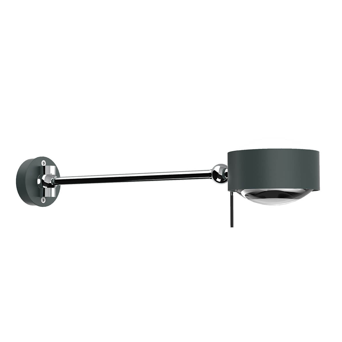 Top Light Puk Maxx Hotel Wandleuchte, 30 cm, Gehäuse, anthrazit matt / Chrom, mit Glas satiniert / Linse klar (nicht inbegriffen)