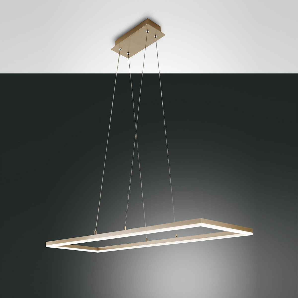 Fabas Luce Bard LED Pendelleuchte, rechteckig, Gold edelmatt