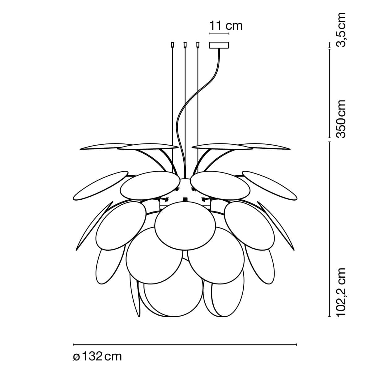 Marset Discocó 132 Pendelleuchte, Maßzeichnung