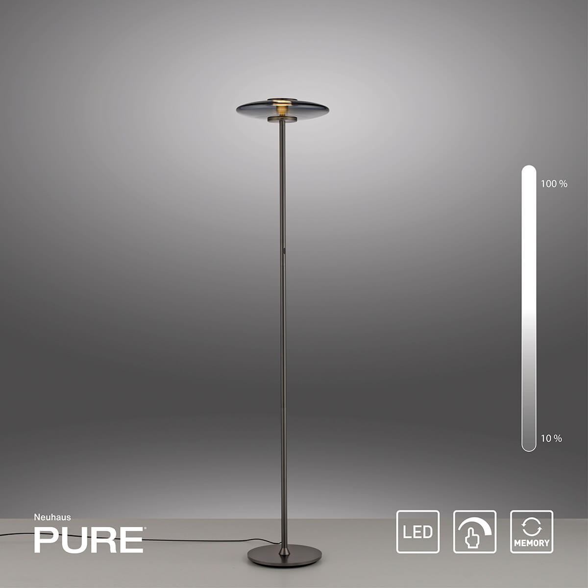 Neuhaus PURE Vitrum LED Stehleuchte, grau