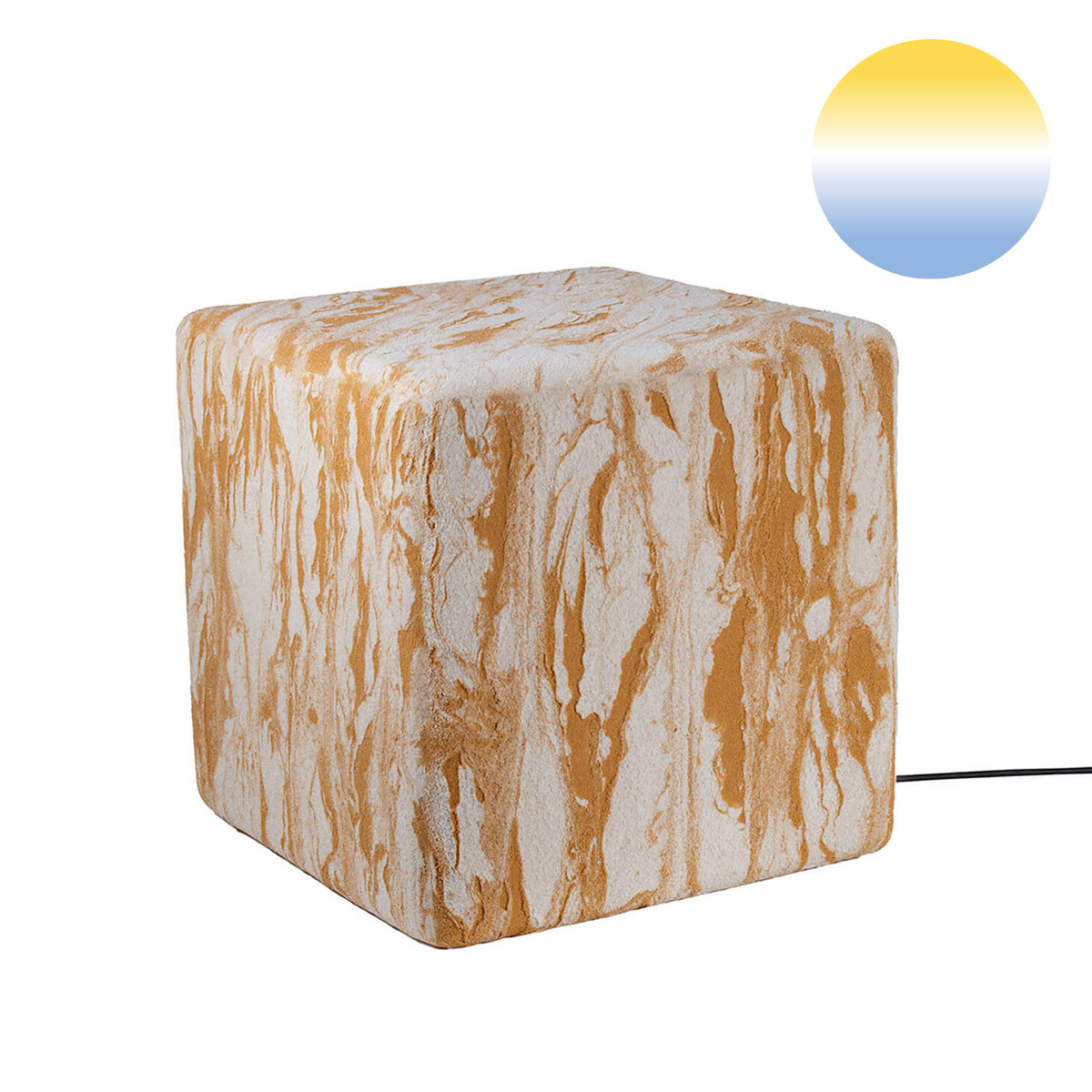 Epstein-Design Würfel Sahara CCT-LED Außenleuchte mit ZigBee, 35 cm, Sandstein