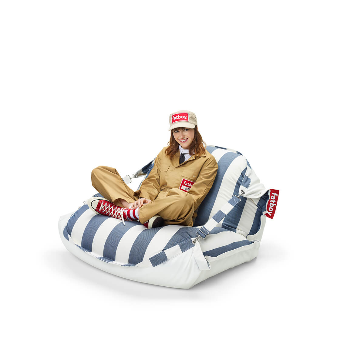Fatboy The Original Floatzac Sitzsack & Luftmatratze, Stripe Ocean blue (weiß-blau)