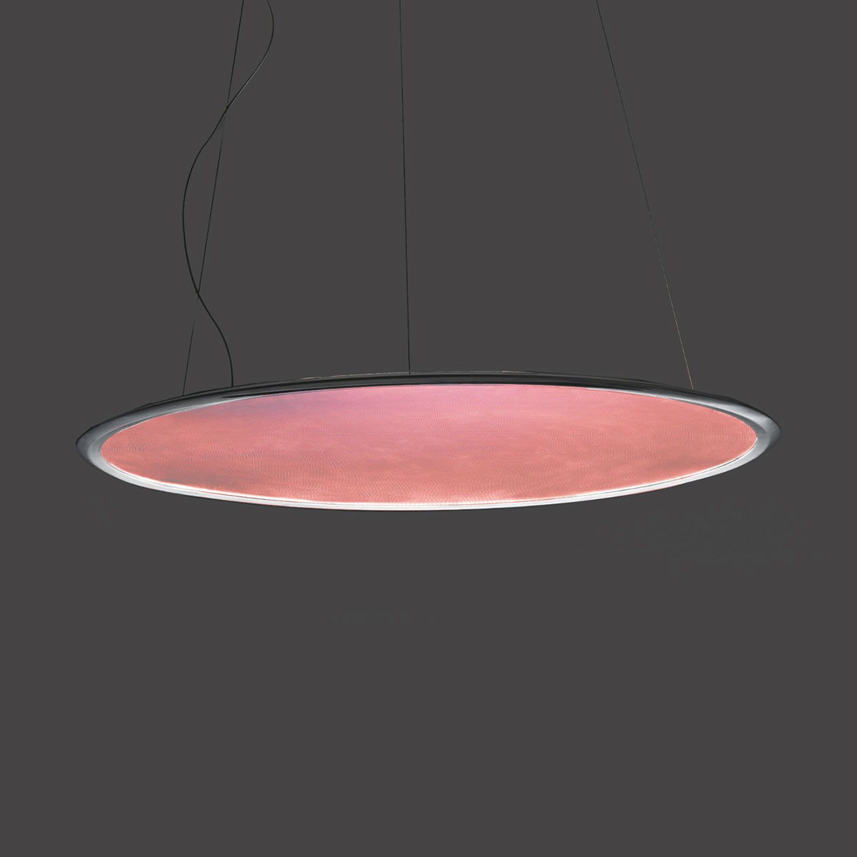Artemide Discovery Vertical 100 RGBW LED Sospensione, Aluminium satiniert (Lichtfarbe rot)