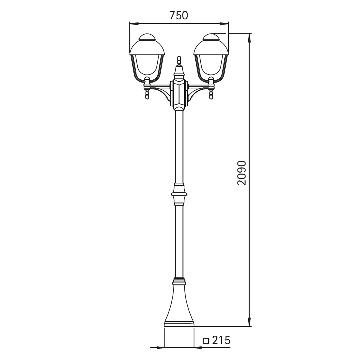 Albert Leuchten 2040 Mastleuchte, 2-flg.